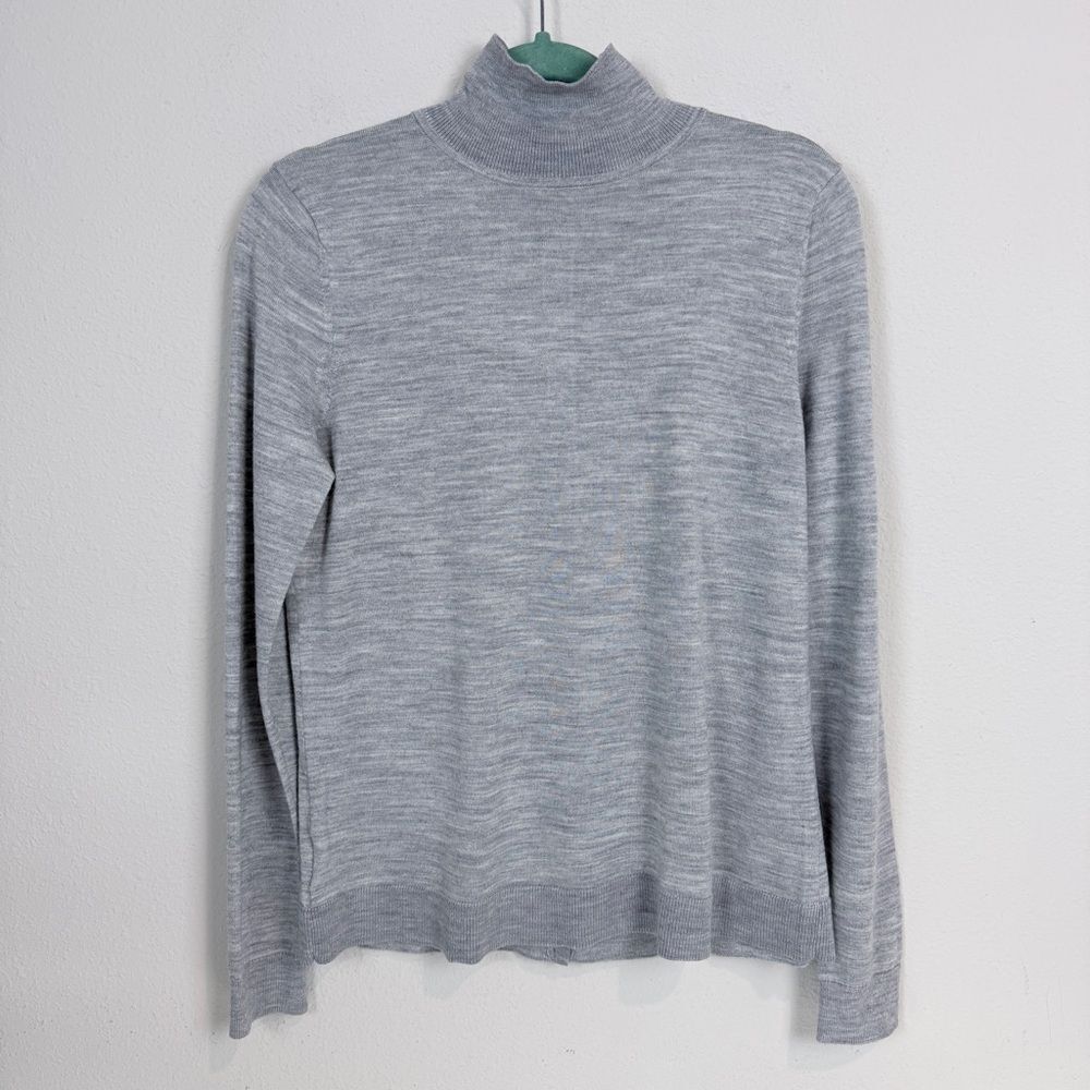 LOFT Gray Mock Neck Button Up Back Sweater M